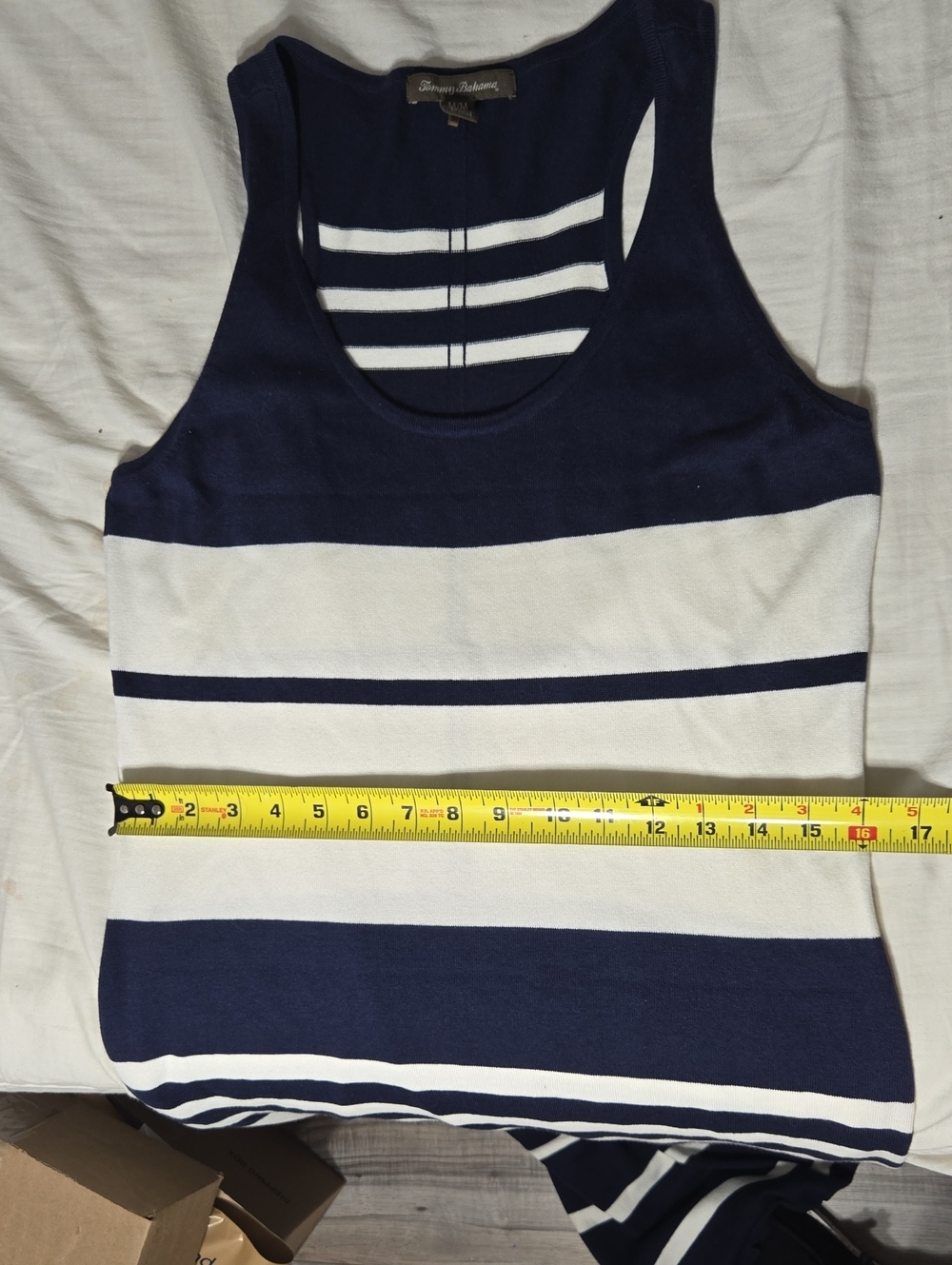 Tommy Bahama Navy And White Striped Knit Maxi Dress Sz M - Picture 11 of 11